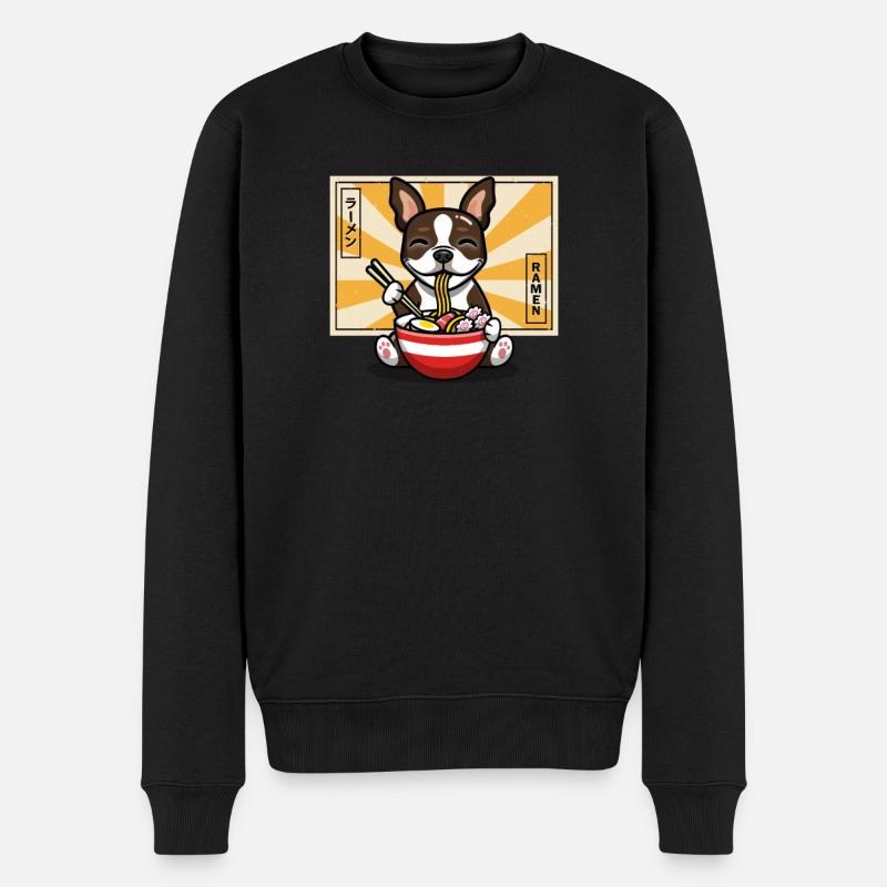 Brauner Boston Terrier - Männer Premium Bio Pullover - Schwarz