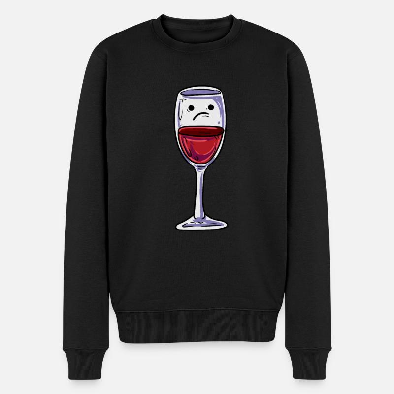 Glas Rotwein Wein - Männer Premium Bio Pullover - Schwarz