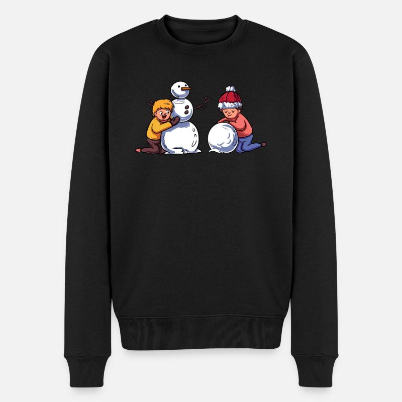 Kinder Schneemann - Männer Premium Bio Pullover - Schwarz