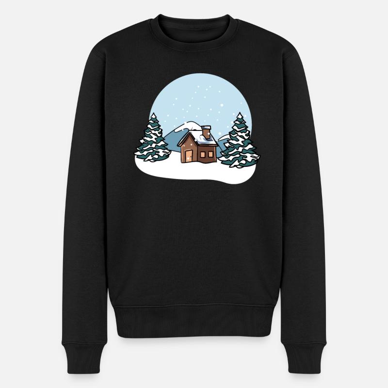 Winterlandschaft Schnee - Männer Premium Bio Pullover - Schwarz