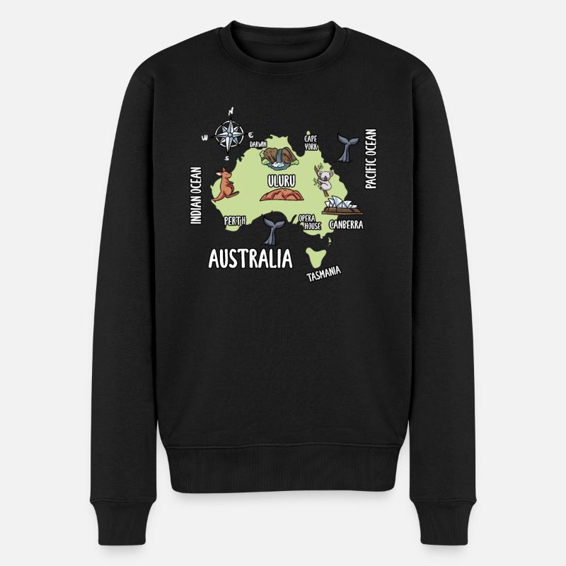 Carte de l’Australie - Pull Premium bio Homme - noir