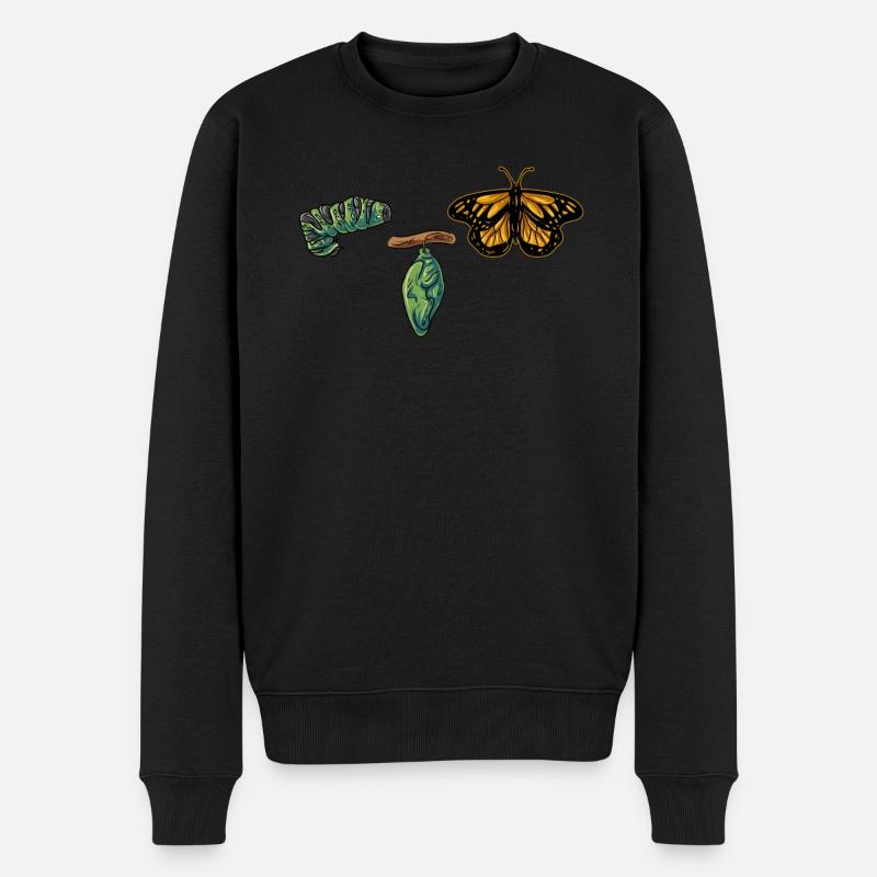 Evolution Schmetterling - Männer Premium Bio Pullover - Schwarz