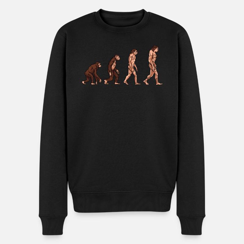 Menschliche Evolution - Männer Premium Bio Pullover - Schwarz