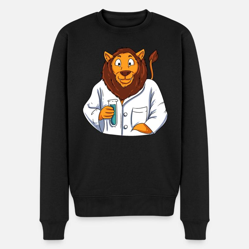 Wissenschaftler Löwe - Männer Premium Bio Pullover - Schwarz