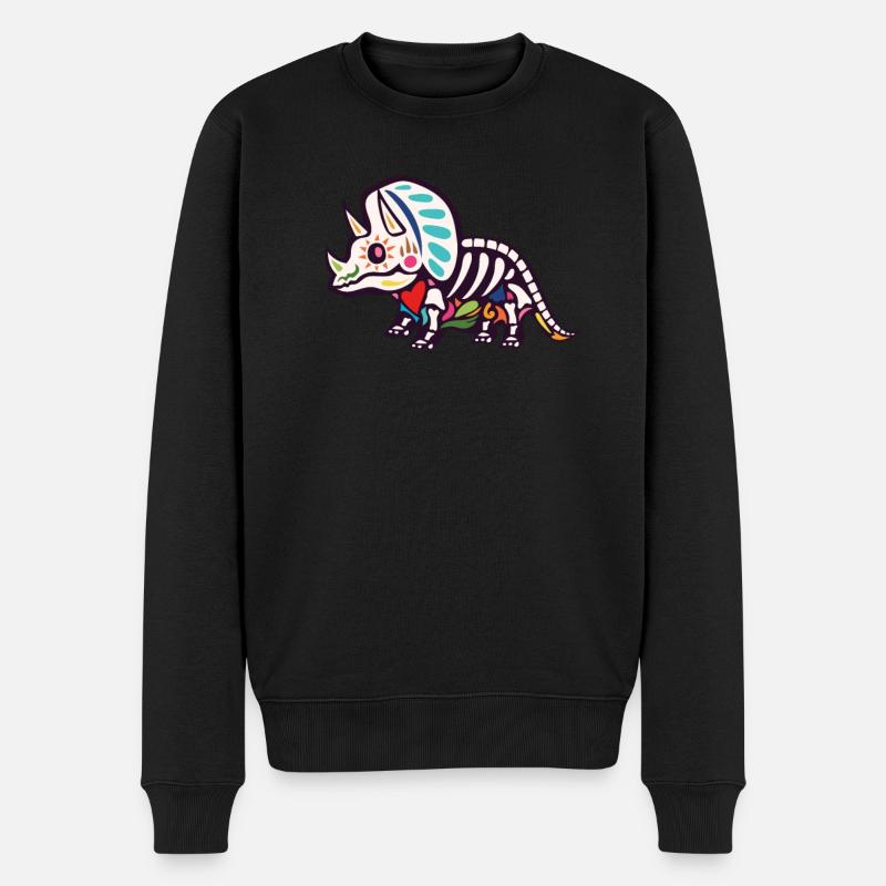 Triceratops - Männer Premium Bio Pullover - Schwarz