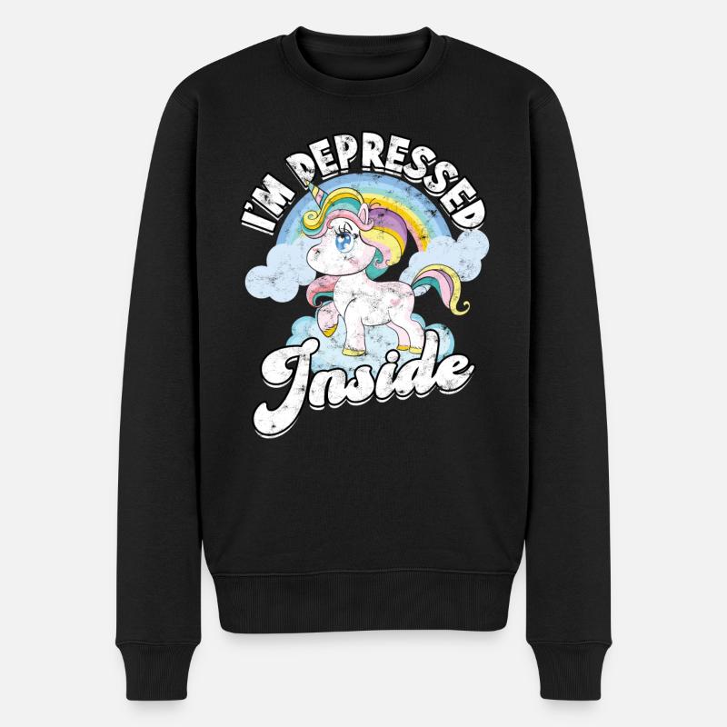 depression depressiv traurig geschenkidee unglückl - Männer Premium Bio Pullover - Schwarz