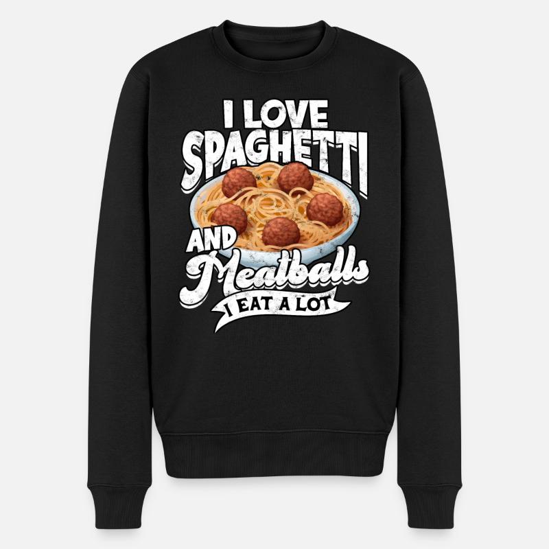 fleischklößchen essen spaghetti geschenk geschenki - Männer Premium Bio Pullover - Schwarz