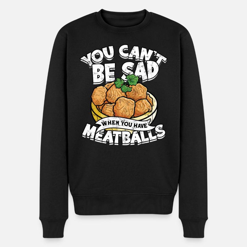 fleischklößchen essen spaghetti geschenk geschenki - Männer Premium Bio Pullover - Schwarz