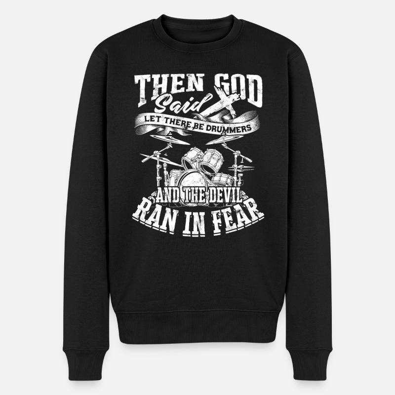 Drummer Jesus Kreuz Schlagzeug Schlagzeuger - Männer Premium Bio Pullover - Schwarz
