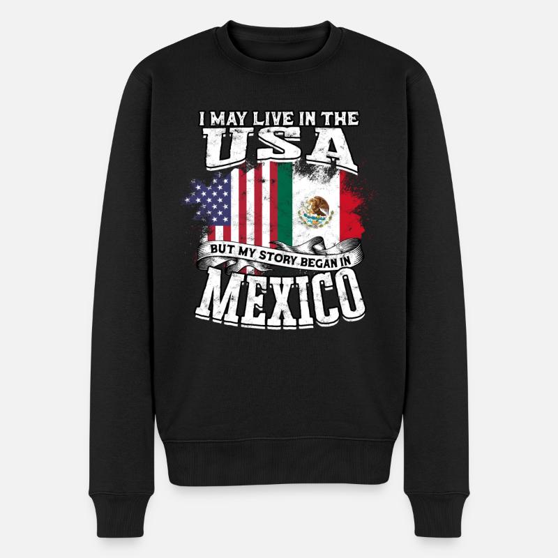 usa amerika einwanderer us bürger amerikanische fl - Männer Premium Bio Pullover - Schwarz
