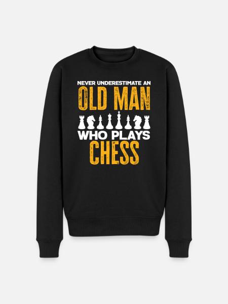 Schach Alter Mann Opa - Männer Premium Bio Pullover - Schwarz