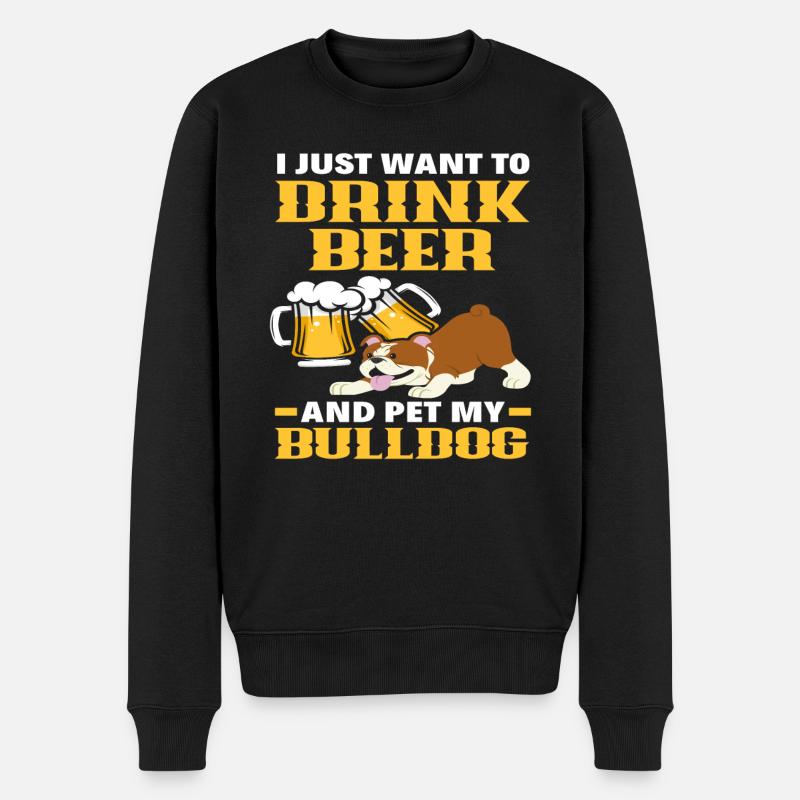 Bulldogge Bier - Männer Premium Bio Pullover - Schwarz