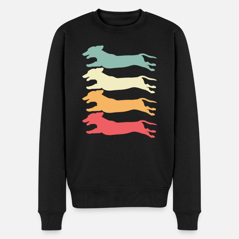 Retro Dackel - Männer Premium Bio Pullover - Schwarz