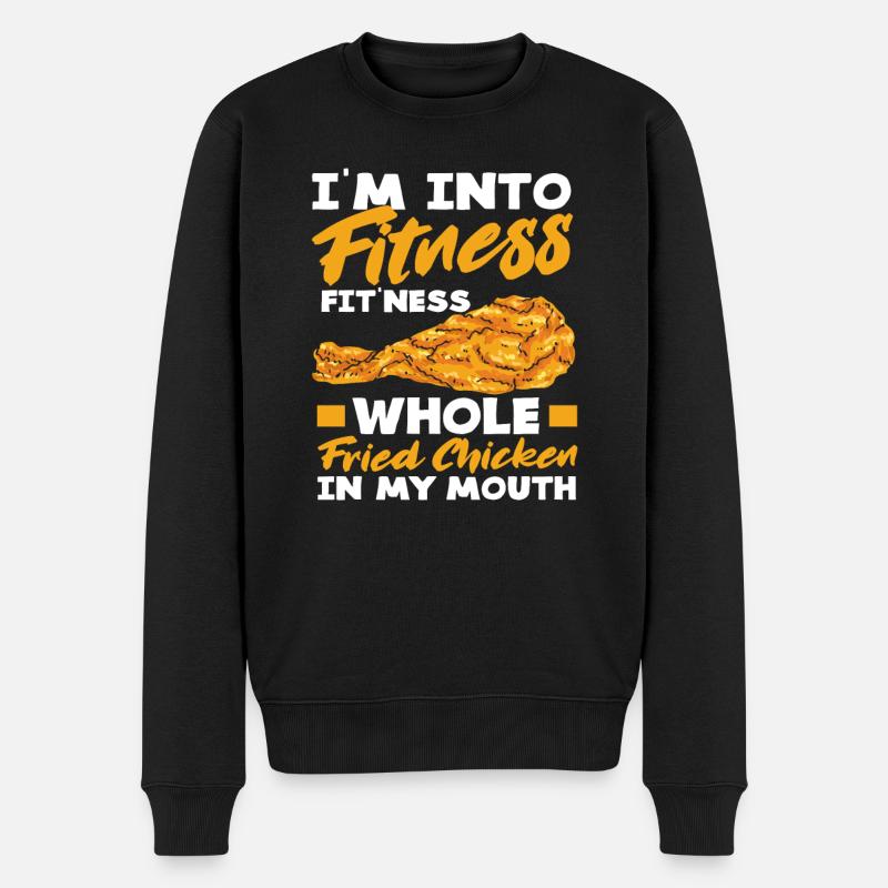 Lustiges Fried Chicken Spruch Fitness - Männer Premium Bio Pullover - Schwarz