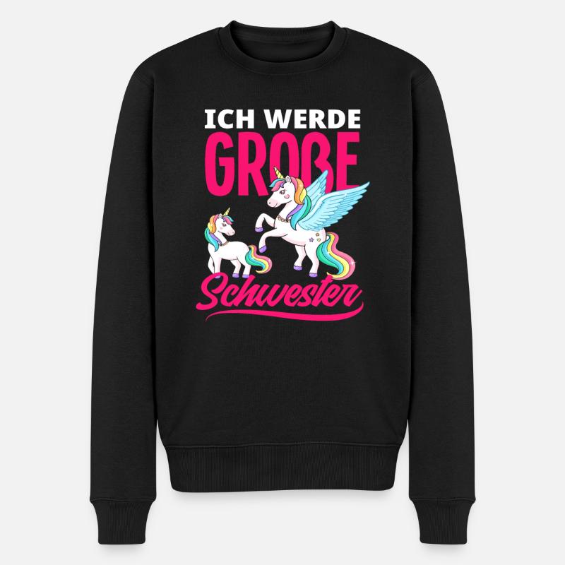 Ich werde große Schwester - Männer Premium Bio Pullover - Schwarz