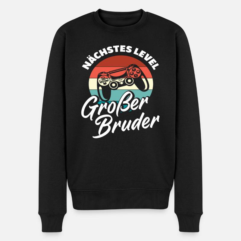 Nächstes Level Großer Bruder Retro Gamer Gaming - Männer Premium Bio Pullover - Schwarz