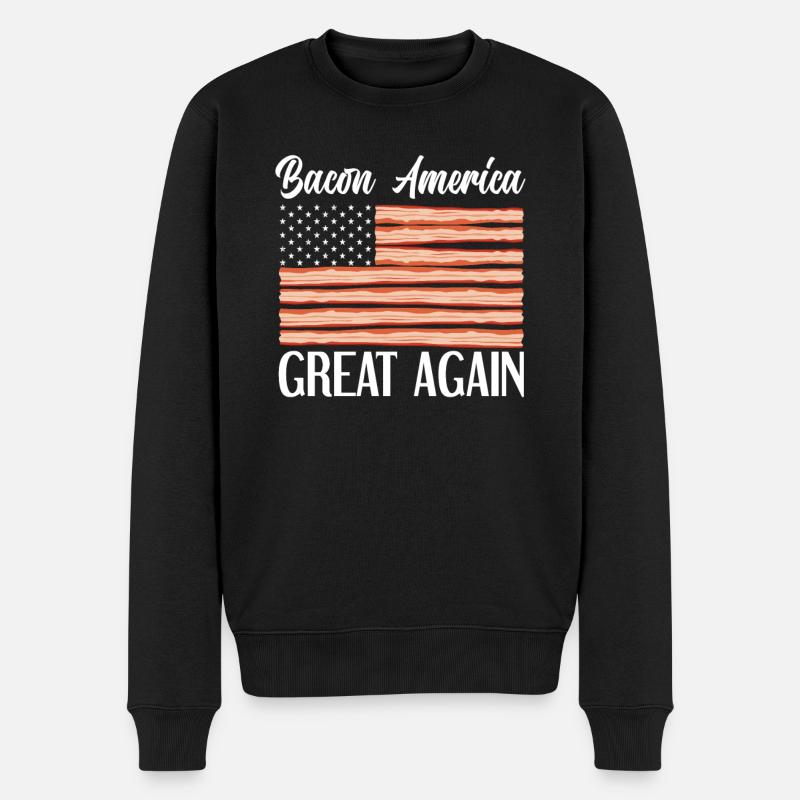 Bacon USA Flagge - Männer Premium Bio Pullover - Schwarz