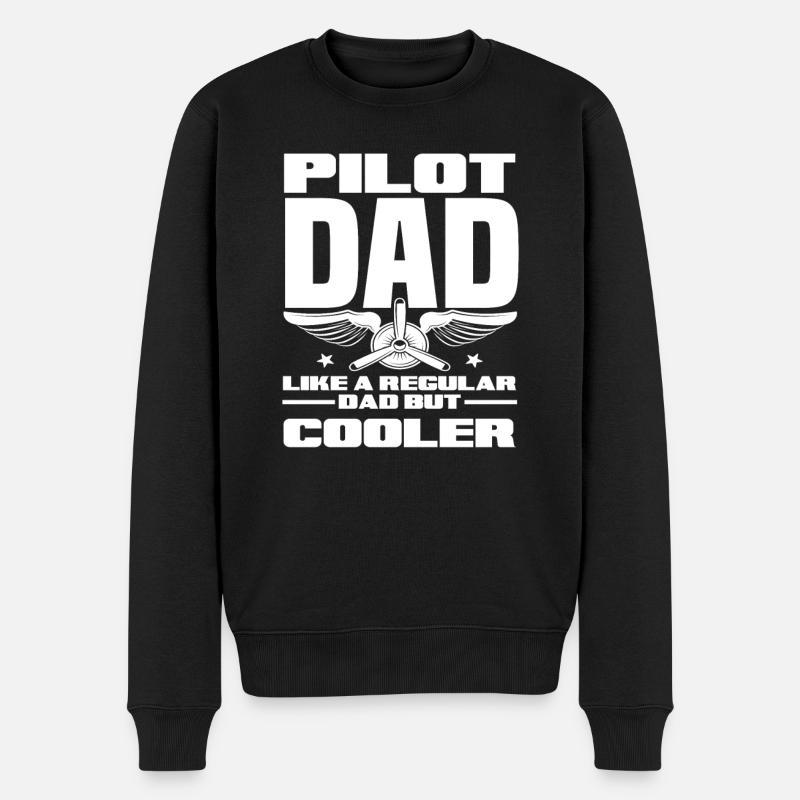 Pilot Papa - Männer Premium Bio Pullover - Schwarz