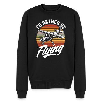 Retro Piloten Flugschüler Fliegen - Männer Premium Bio Pullover - Schwarz - Vorne - Nico (187cm)