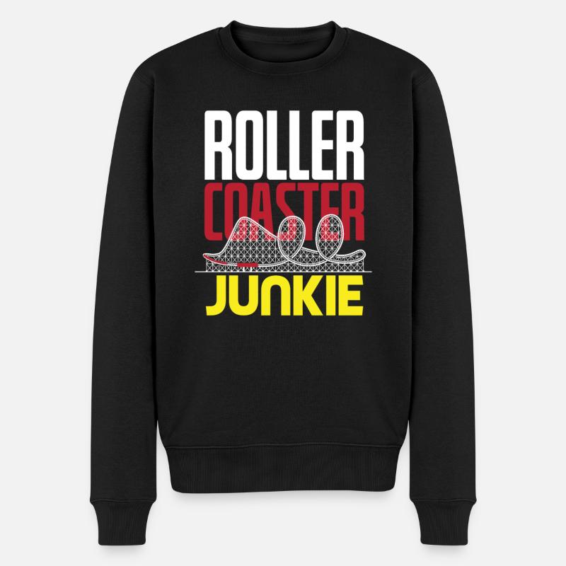 Achterbahn Junkie - Männer Premium Bio Pullover - Schwarz