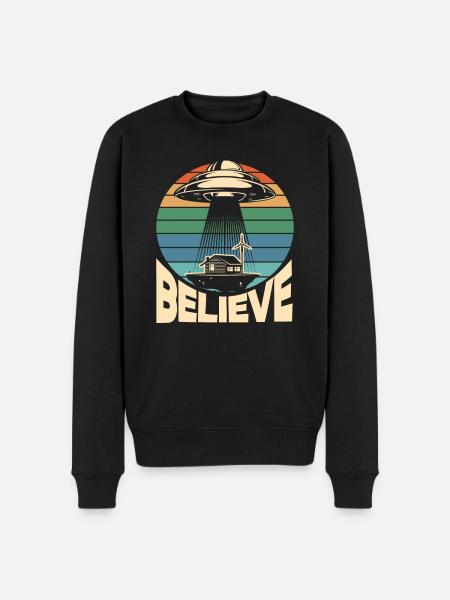 Retro Flying Saucer Gift - Men's Premium Organic Jumper - black