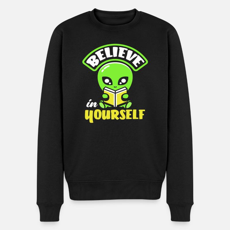 Alien Menschen Nicht Echt Außerirdisch Geschenk - Männer Premium Bio Pullover - Schwarz