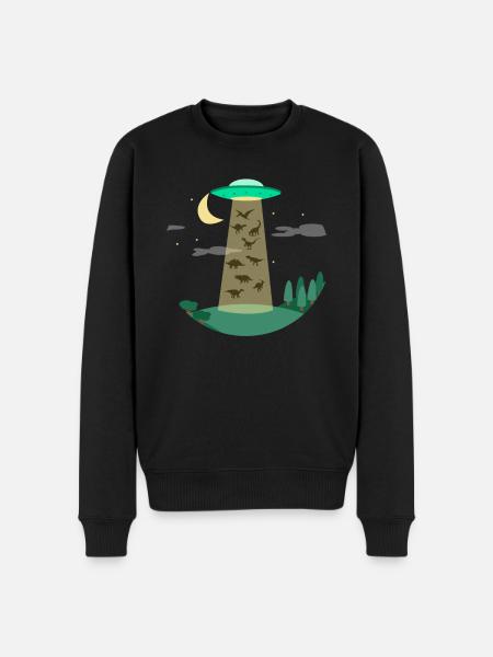 Flying Saucer Dinosaur - Men's Premium Organic Jumper - black