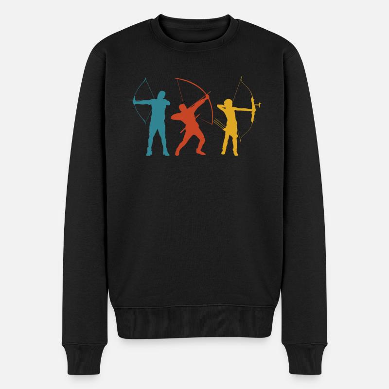 Retro Bogenschütze Bogenschießen - Männer Premium Bio Pullover - Schwarz