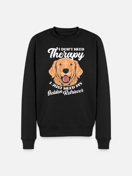 Golden Retriever Therapy Saying - Men's Premium Organic Jumper - black