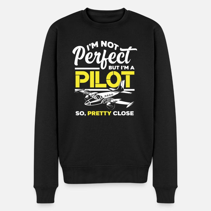 Piloten Spruch - Männer Premium Bio Pullover - Schwarz