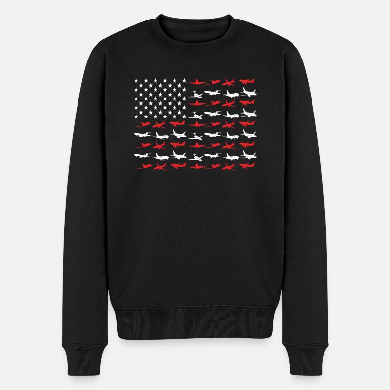 USA Amerika Flagge Pilot - Männer Premium Bio Pullover - Schwarz