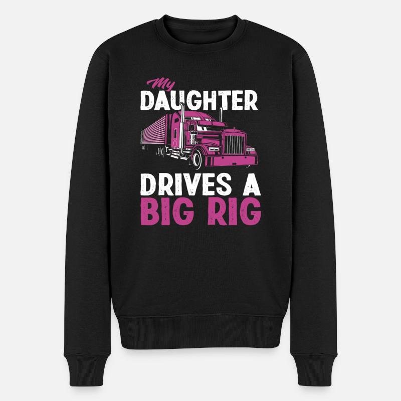 Chauffeur de camion fille père - Pull Premium bio Homme - noir