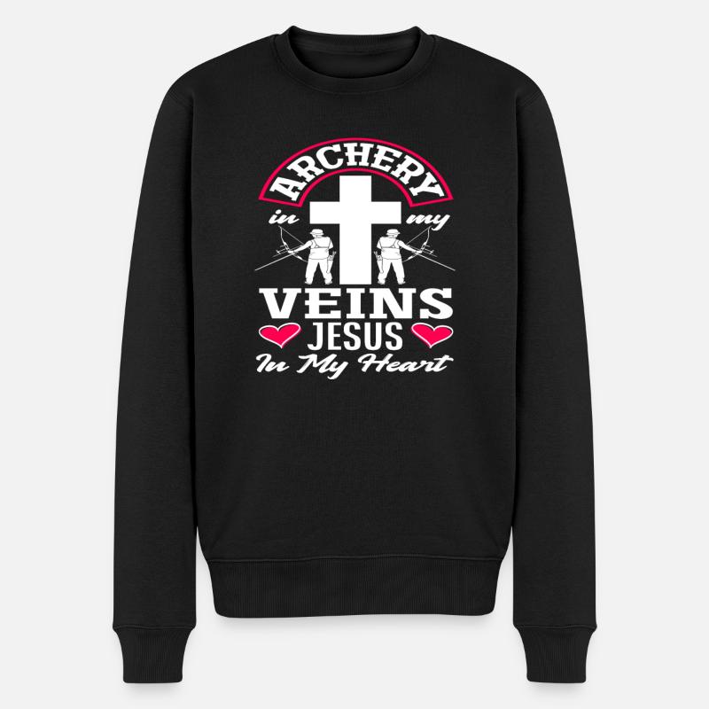 Jesus Bogen Christlich Bogenschießen - Männer Premium Bio Pullover - Schwarz