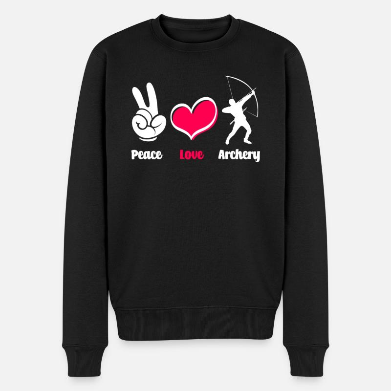 Bogen Friede Liebe Bogenschießen - Männer Premium Bio Pullover - Schwarz