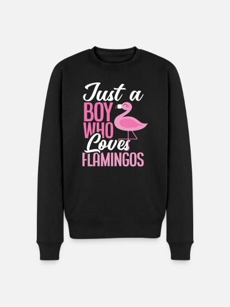 Flamingo Boy Loves Animal - Men's Premium Organic Jumper - black