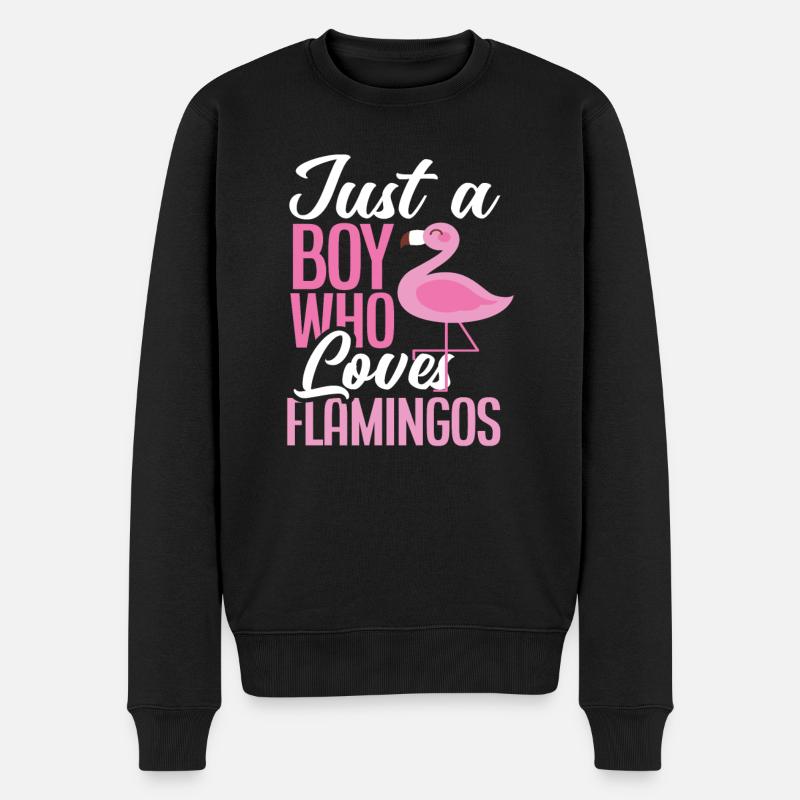 Flamingo Junge Liebt Tier - Männer Premium Bio Pullover - Schwarz