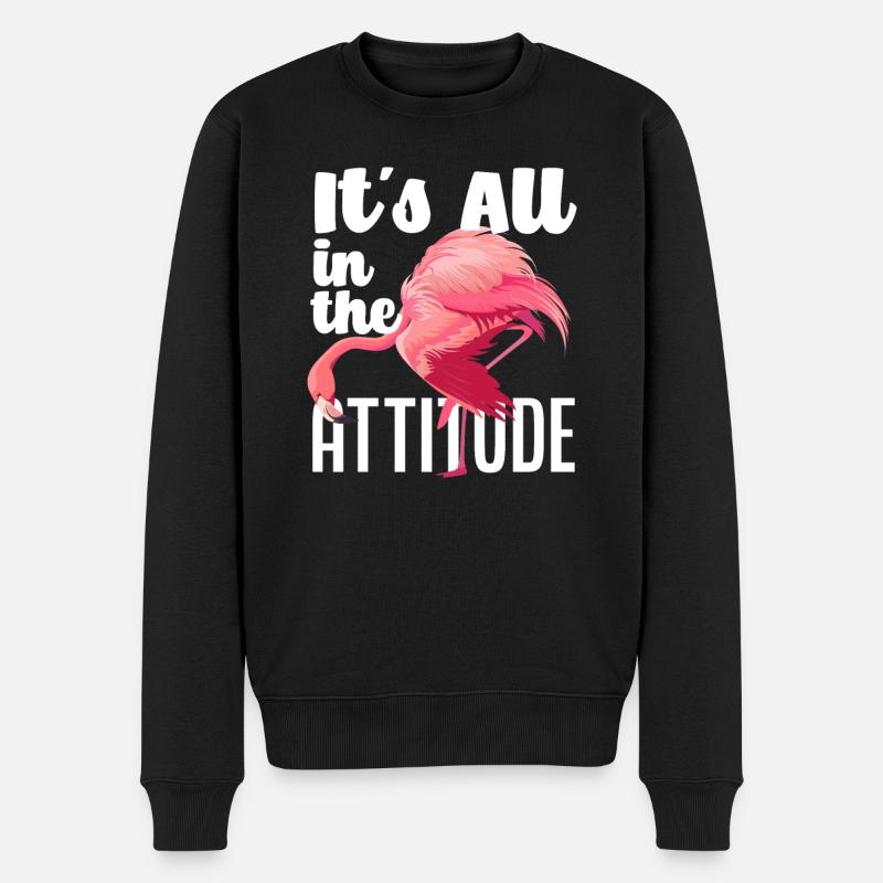 Flamingo Einstellung - Männer Premium Bio Pullover - Schwarz