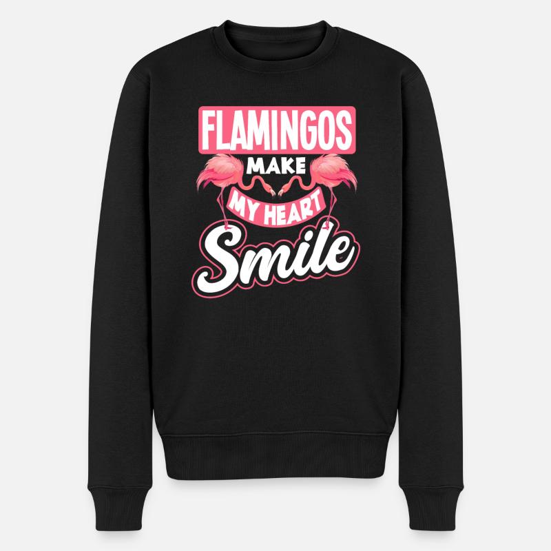 Flamingo Lachen Herz Spruch Geschenk - Männer Premium Bio Pullover - Schwarz