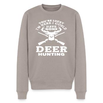 Aurait pu aller chasser le cerf - Pull Premium bio Homme - taupe - Devant - Nico (187cm)
