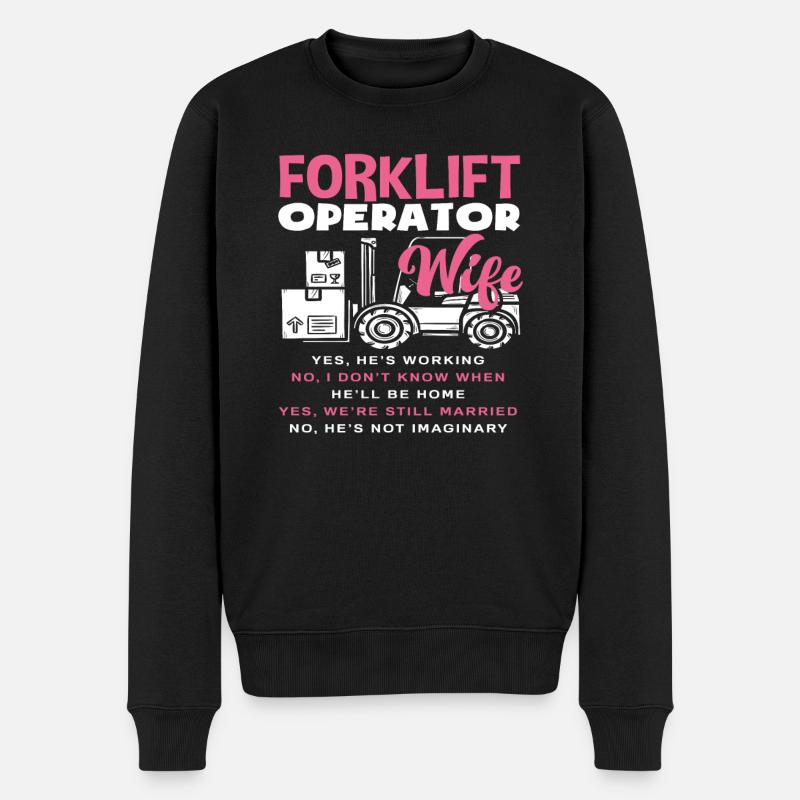 Gabelstaplerfahrer Frau Lustig Spruch - Männer Premium Bio Pullover - Schwarz