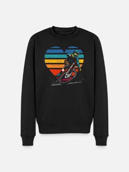 Mountain Bike Retro Heart Biker - Men's Premium Organic Jumper - black