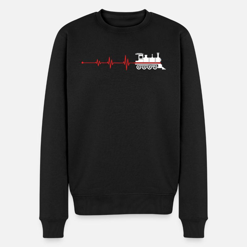 Eisenbahn Herzschlag Lokomotive - Männer Premium Bio Pullover - Schwarz