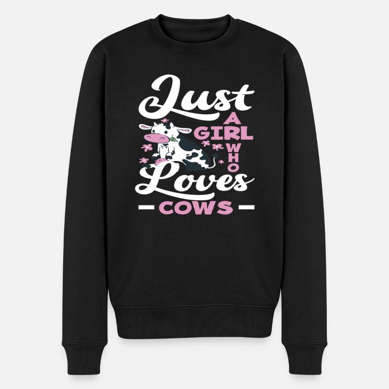 Ein Mädchen Das Kühe Liebt - Männer Premium Bio Pullover - Schwarz