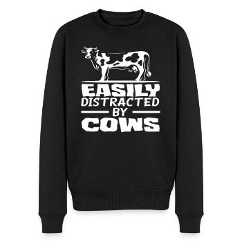 Easily distracted by cows - Men's Premium Organic Jumper - black - Front - Nico (187cm)