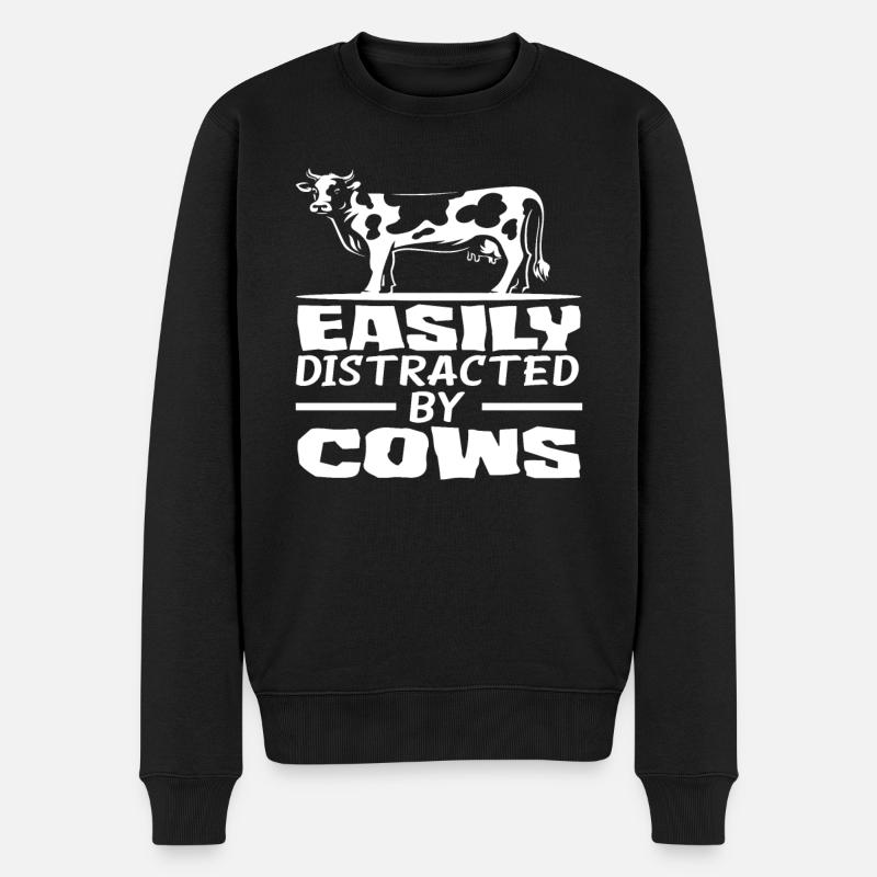 Easily distracted by cows - Men's Premium Organic Jumper - black