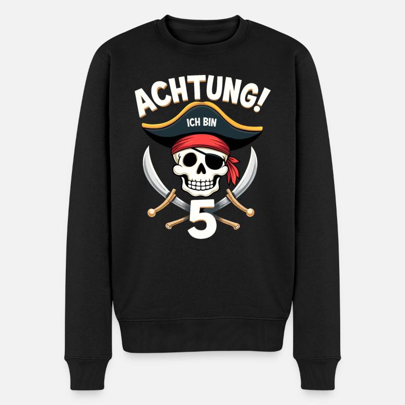5. Geburtstag Piraten Geschenk Jungs Jungen - Männer Premium Bio Pullover - Schwarz