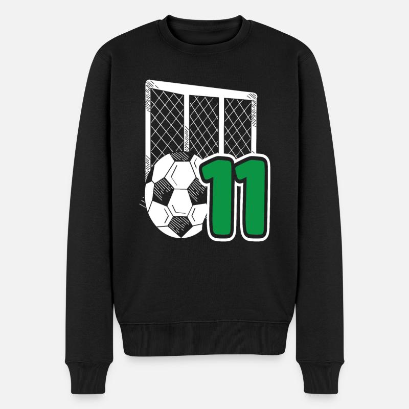 Fußball Geburtstag 11-Jährige Kindergeburtstag - Männer Premium Bio Pullover - Schwarz