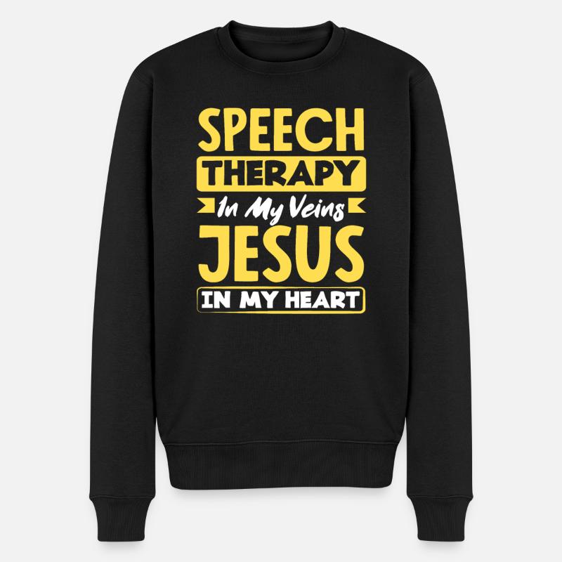Logopädie In Meinen Adern Jesus Im Herzen - Männer Premium Bio Pullover - Schwarz