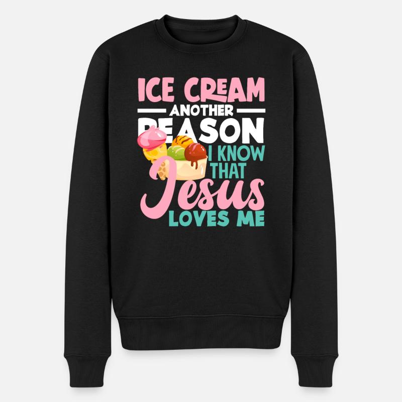 Eiscreme Liebhaber Jesus Liebe - Männer Premium Bio Pullover - Schwarz