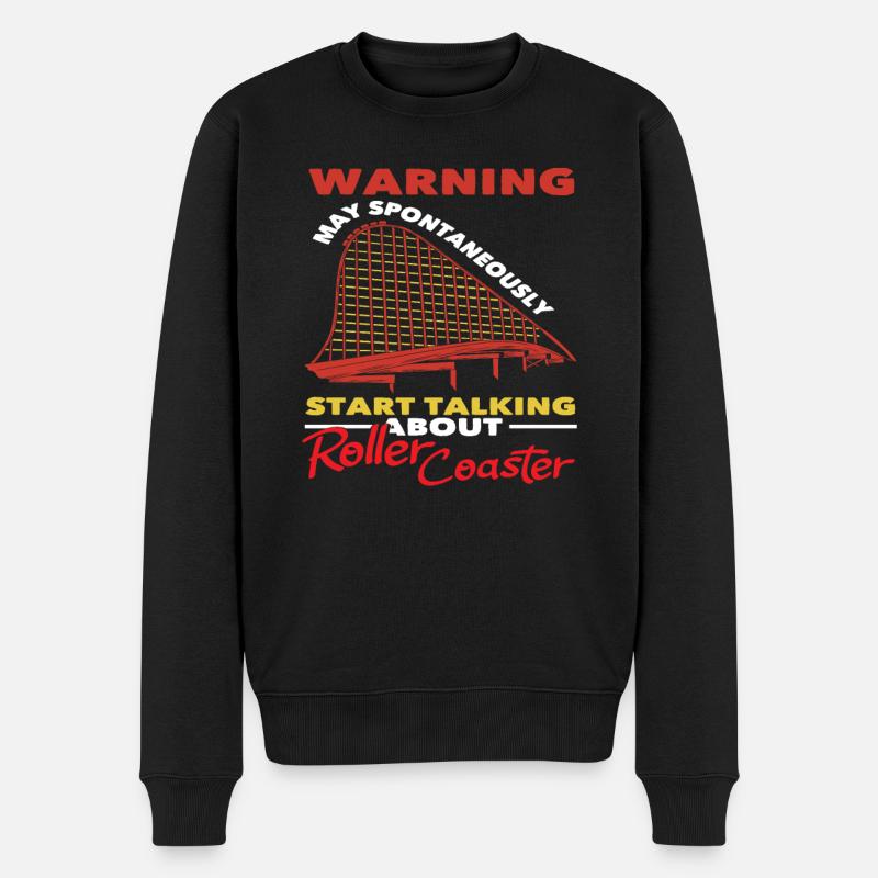 Roller coaster warning talks spontaneously - Men's Premium Organic Jumper - black